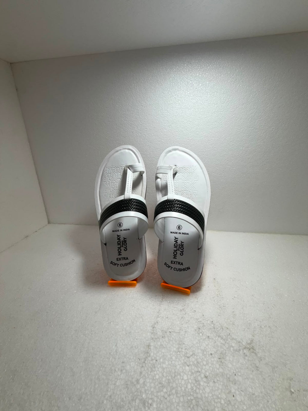Men's White & Black Comfort Slippers | Extra Soft Cushion Flip Flops | Lightweight Anti-Skid Casual Daily Wear Sandals