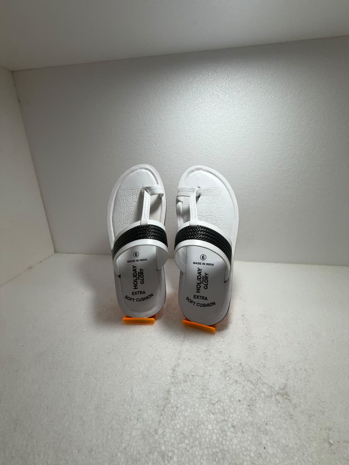 Men's White & Black Comfort Slippers | Extra Soft Cushion Flip Flops | Lightweight Anti-Skid Casual Daily Wear Sandals