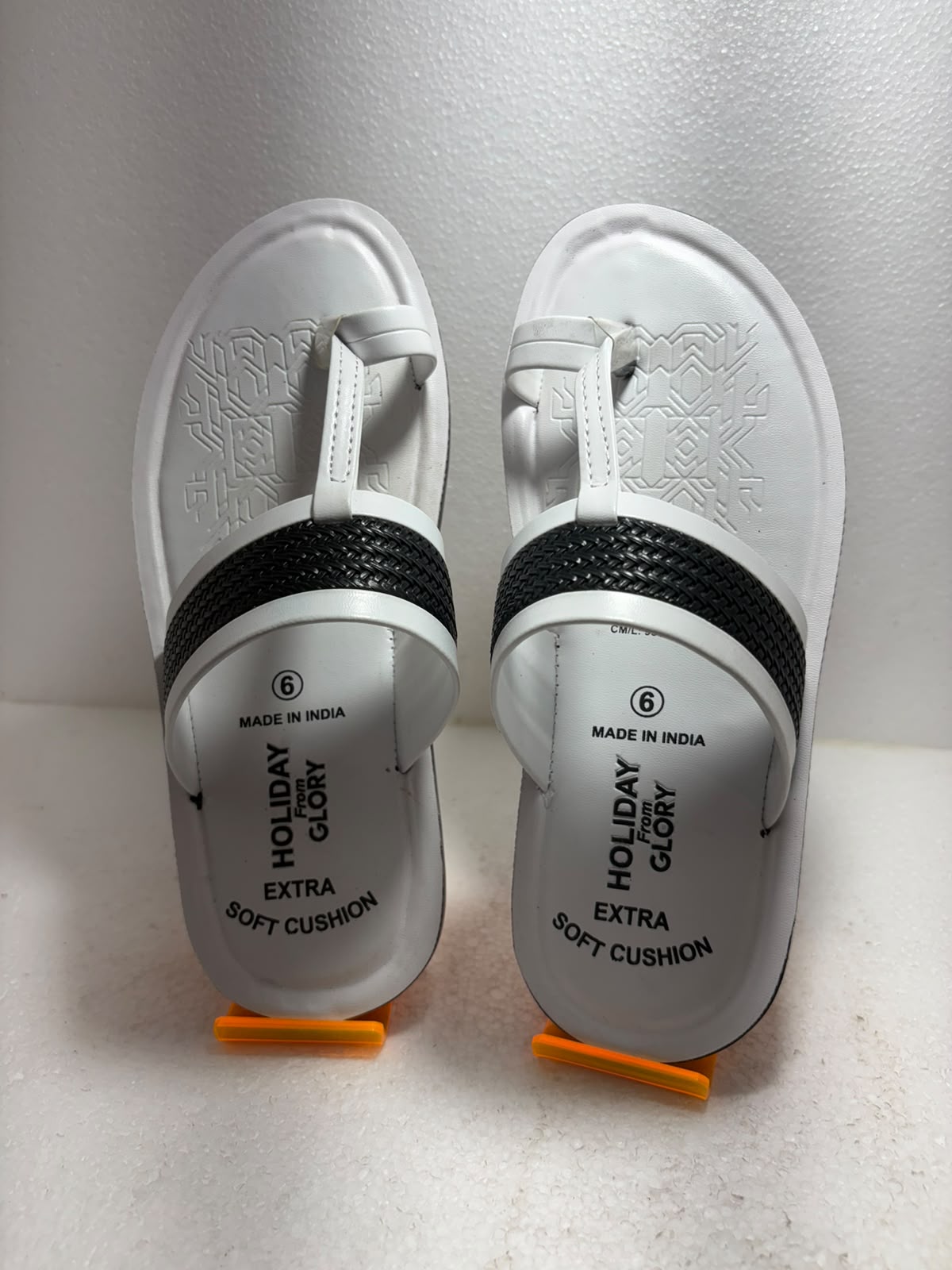 Men's White & Black Comfort Slippers | Extra Soft Cushion Flip Flops | Lightweight Anti-Skid Casual Daily Wear Sandals