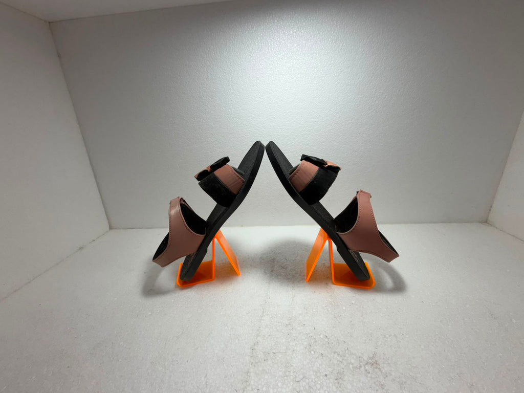 Women Stylish Black & Peach Flat Sandals | Soft Cushion Adjustable Back Strap Casual Daily Wear Flats for Girls & Women