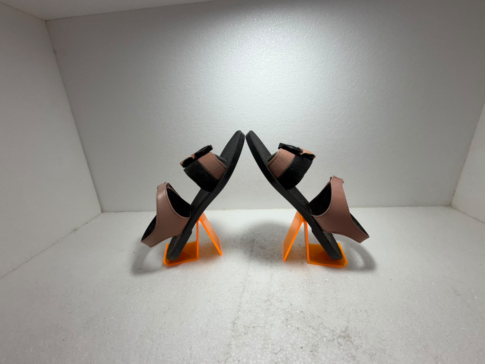 Women Stylish Black & Peach Flat Sandals | Soft Cushion Adjustable Back Strap Casual Daily Wear Flats for Girls & Women
