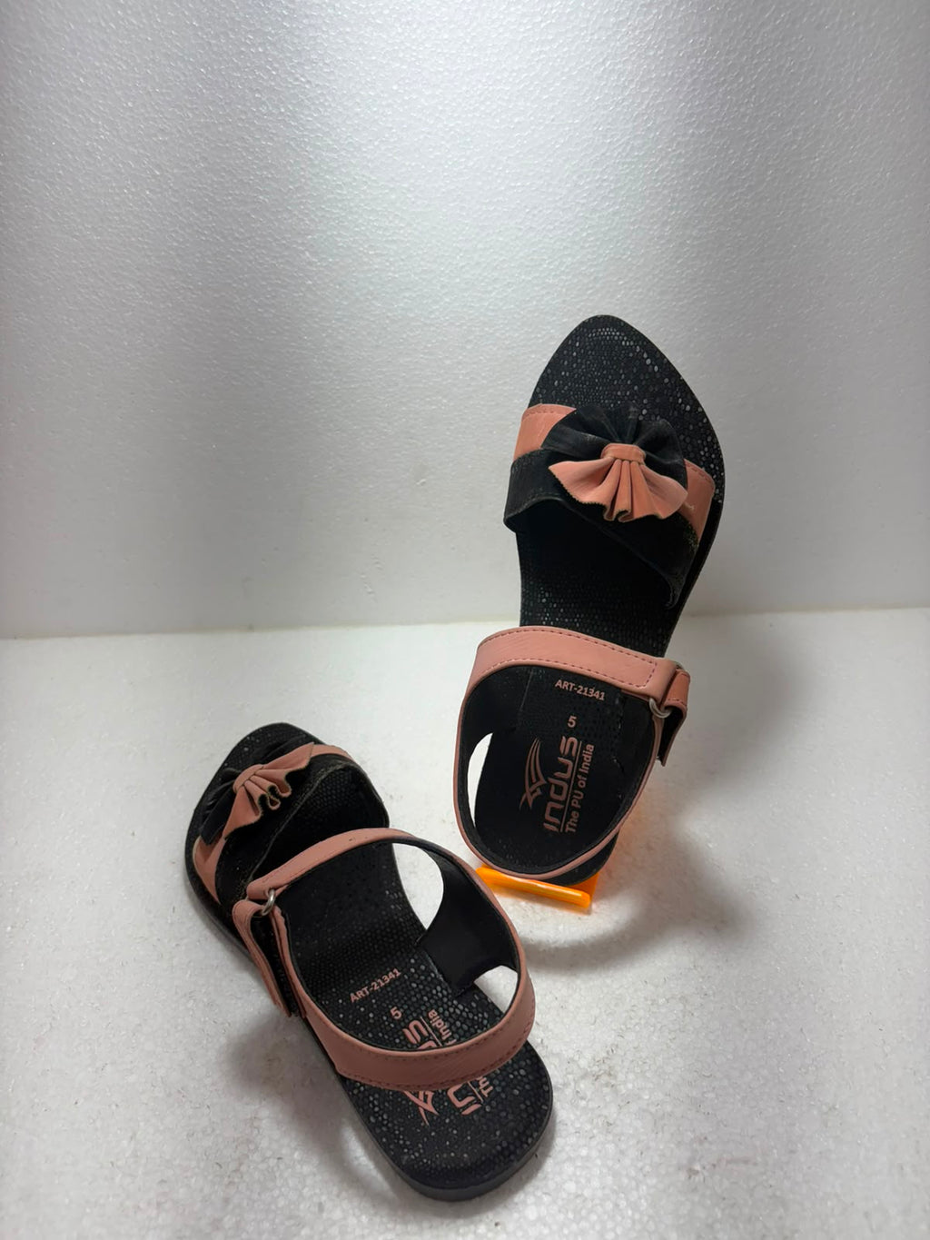 Women Stylish Black & Peach Flat Sandals | Soft Cushion Adjustable Back Strap Casual Daily Wear Flats for Girls & Women