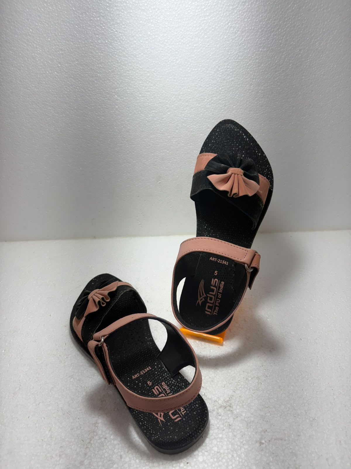 Women Stylish Black & Peach Flat Sandals | Soft Cushion Adjustable Back Strap Casual Daily Wear Flats for Girls & Women