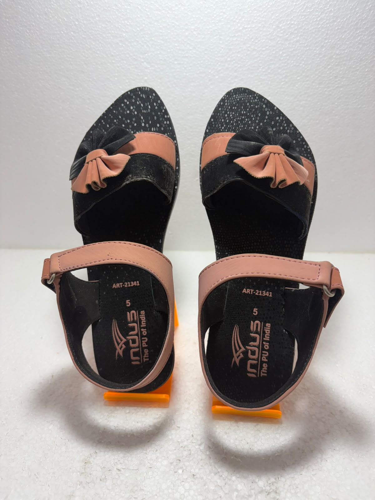 Women Stylish Black & Peach Flat Sandals | Soft Cushion Adjustable Back Strap Casual Daily Wear Flats for Girls & Women
