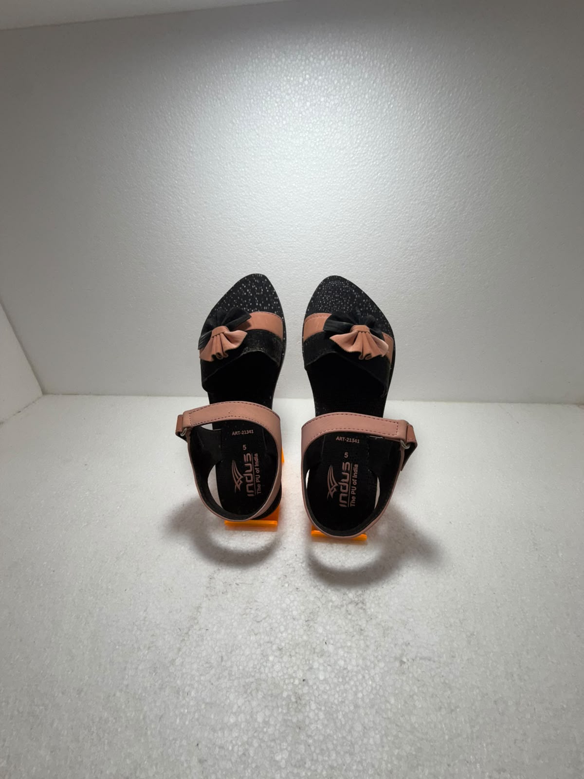 Women Stylish Black & Peach Flat Sandals | Soft Cushion Adjustable Back Strap Casual Daily Wear Flats for Girls & Women