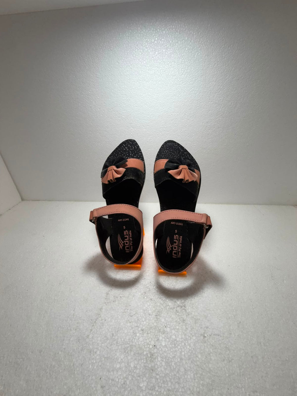 Women Stylish Black & Peach Flat Sandals | Soft Cushion Adjustable Back Strap Casual Daily Wear Flats for Girls & Women