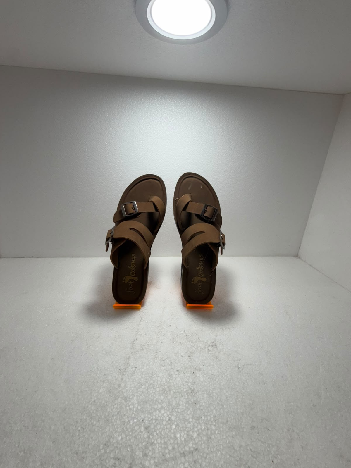 Women's Brown Double Buckle Comfort Sandals | Stylish Casual Flat Sandals | Soft Lightweight Daily Wear Footwear