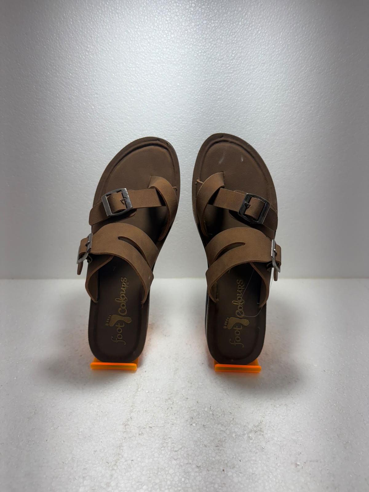 Women's Brown Double Buckle Comfort Sandals | Stylish Casual Flat Sandals | Soft Lightweight Daily Wear Footwear