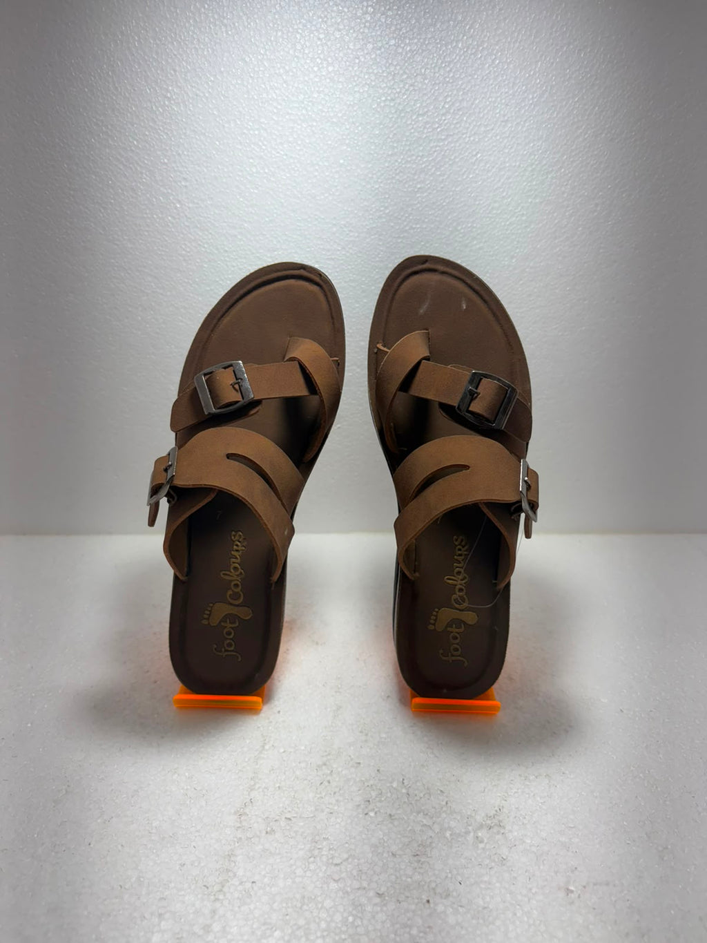 Women's Brown Double Buckle Comfort Sandals | Stylish Casual Flat Sandals | Soft Lightweight Daily Wear Footwear