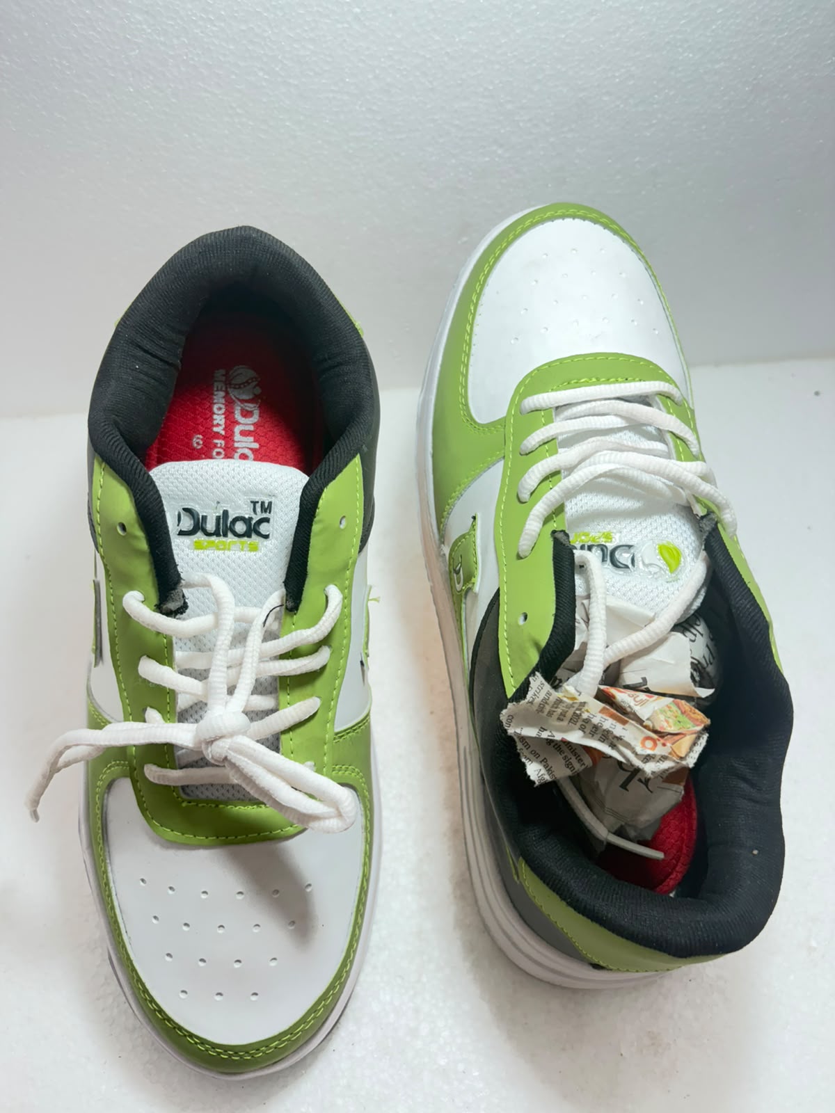 Men's Casual Sneakers | Lightweight Lace-Up Shoes | Stylish Low-Top Everyday Walking Shoes | White, Lime Green & Grey