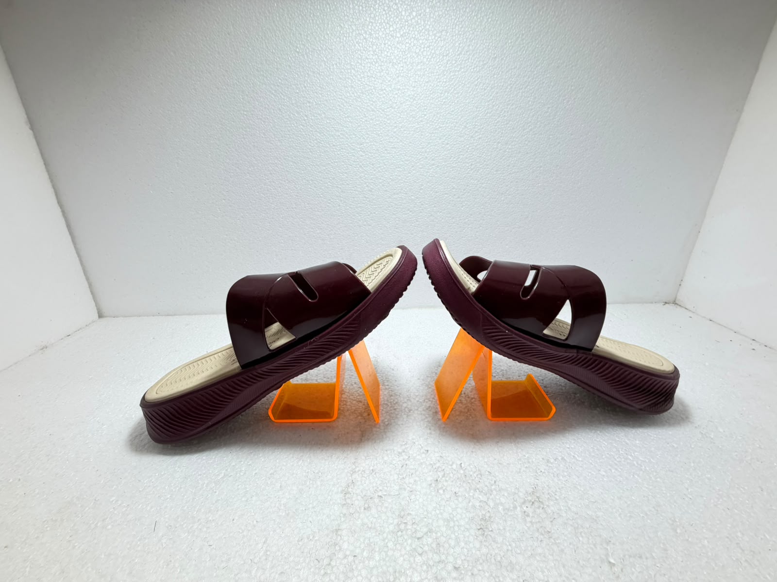 Women Cross Strap Comfort Sliders | Soft Cushioned Slip-On Slippers | Lightweight Anti-Skid Daily Wear Sandals | Maroon