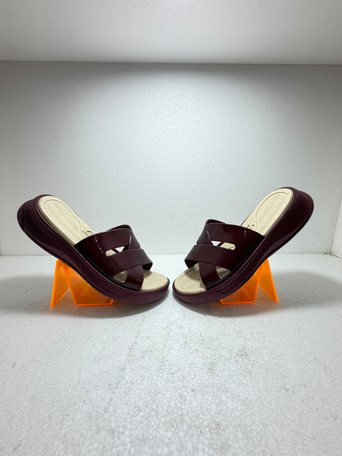 Women Cross Strap Comfort Sliders | Soft Cushioned Slip-On Slippers | Lightweight Anti-Skid Daily Wear Sandals | Maroon