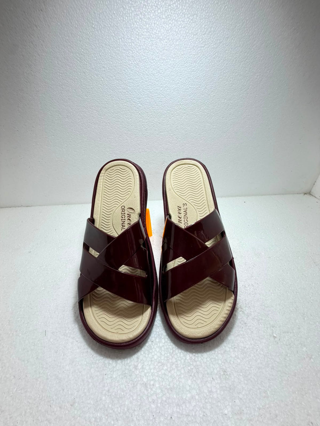 Women Cross Strap Comfort Sliders | Soft Cushioned Slip-On Slippers | Lightweight Anti-Skid Daily Wear Sandals | Maroon